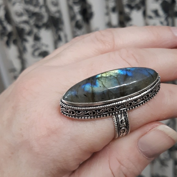 New Amazing Labradorite 925 Silver Statement Ring. - Picture 2 of 7